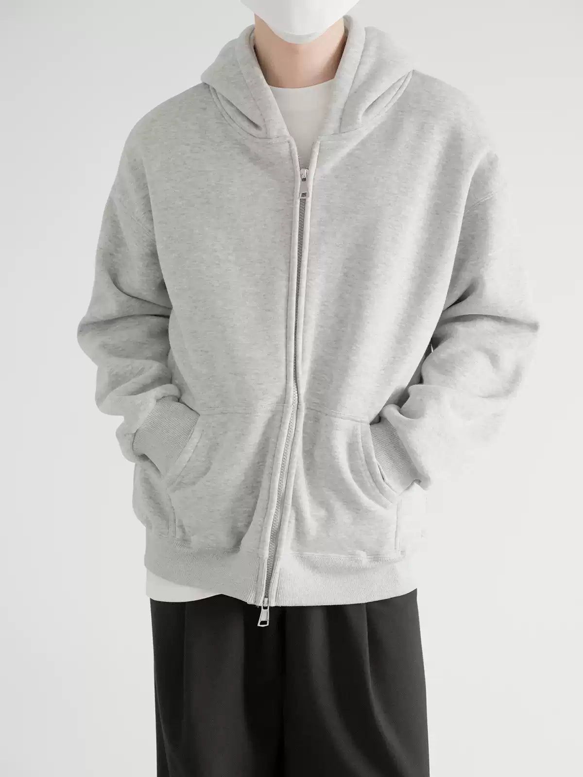 Zhou Basic Solid Dual End Zipped Hoodie-korean-fashion-Hoodie-Zhou's Closet-OH Garments