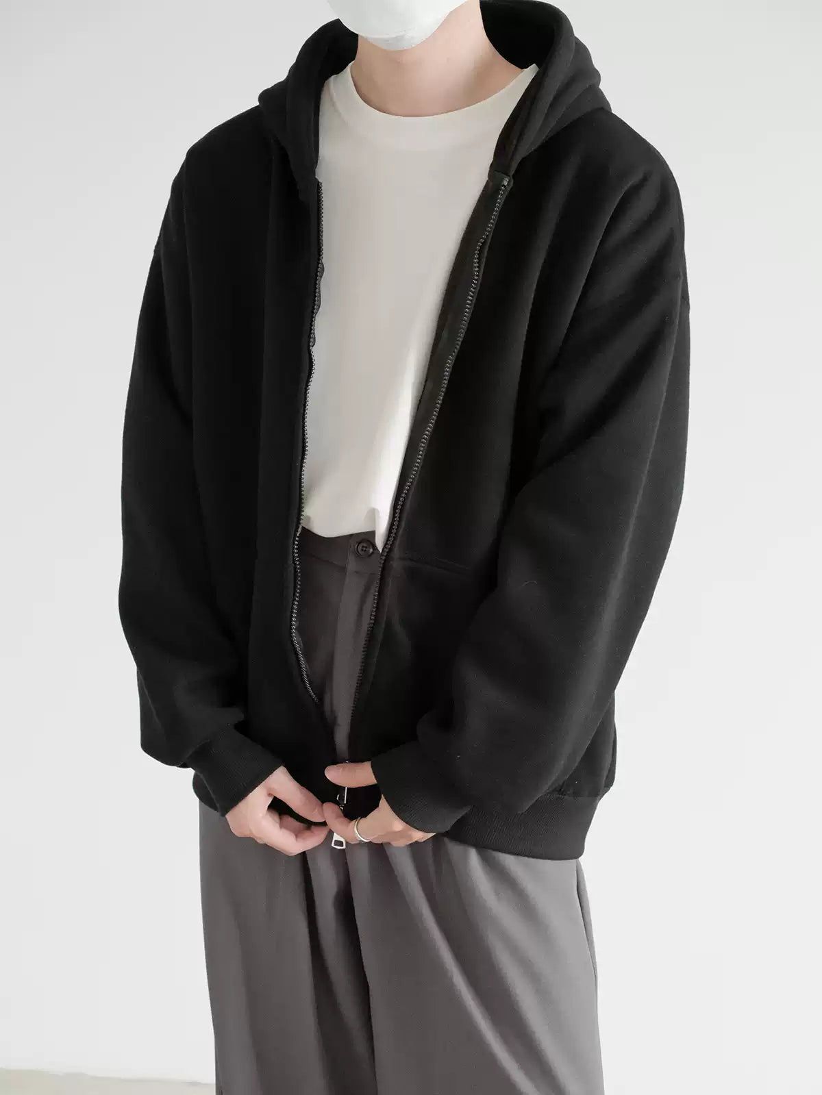 Zhou Basic Solid Dual End Zipped Hoodie-korean-fashion-Hoodie-Zhou's Closet-OH Garments