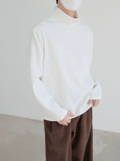 Zhou Basic Striped Textured Mockneck-korean-fashion-Mockneck-Zhou's Closet-OH Garments