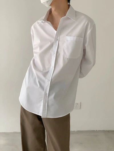 Zhou Basic Style Front Pocket Shirt-korean-fashion-Shirt-Zhou's Closet-OH Garments