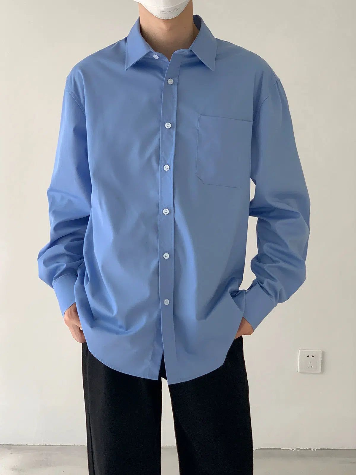 Zhou Basic Style Front Pocket Shirt-korean-fashion-Shirt-Zhou's Closet-OH Garments