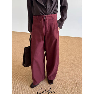 Zhou Belted Wide Leg Trousers-korean-fashion-Trousers-Zhou's Closet-OH Garments