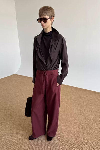 Zhou Belted Wide Leg Trousers-korean-fashion-Trousers-Zhou's Closet-OH Garments