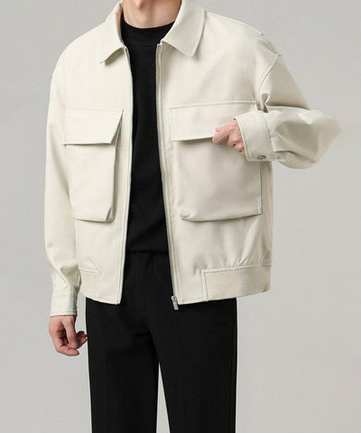 Zhou Big Flap Pocket Zip-Up Jacket-korean-fashion-Jacket-Zhou's Closet-OH Garments