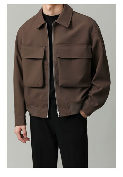 Zhou Big Flap Pocket Zip-Up Jacket-korean-fashion-Jacket-Zhou's Closet-OH Garments