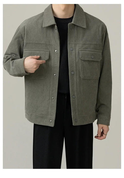 Zhou Big Front Pockets Corduroy Jacket-korean-fashion-Jacket-Zhou's Closet-OH Garments