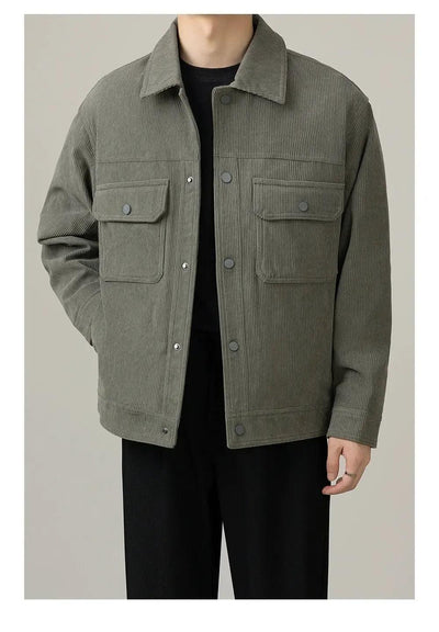 Zhou Big Front Pockets Corduroy Jacket-korean-fashion-Jacket-Zhou's Closet-OH Garments