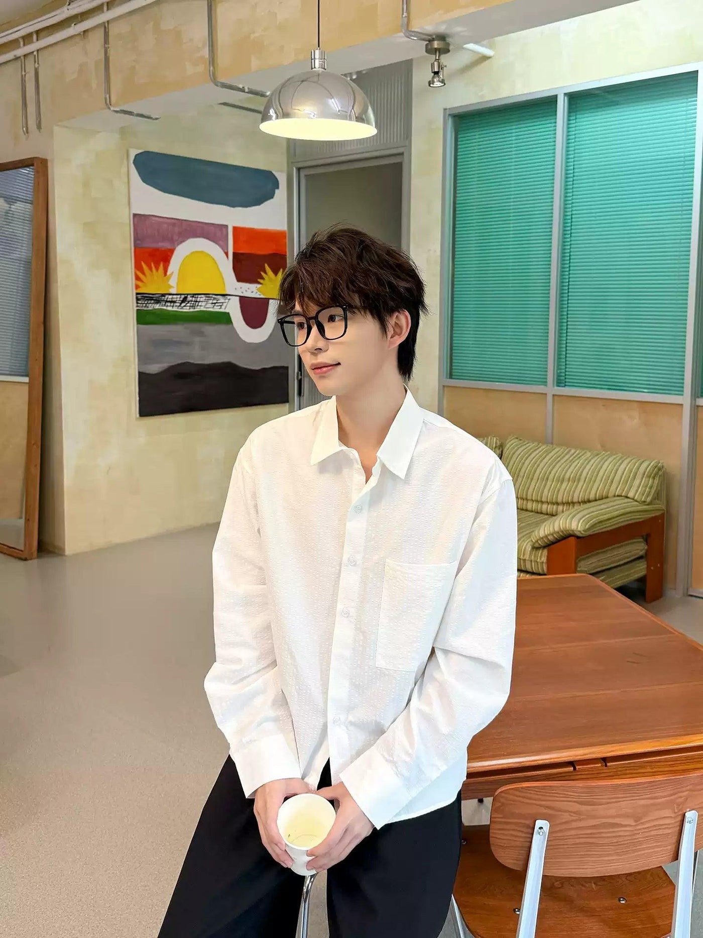 Zhou Big Pocket Textured Shirt-korean-fashion-Shirt-Zhou's Closet-OH Garments