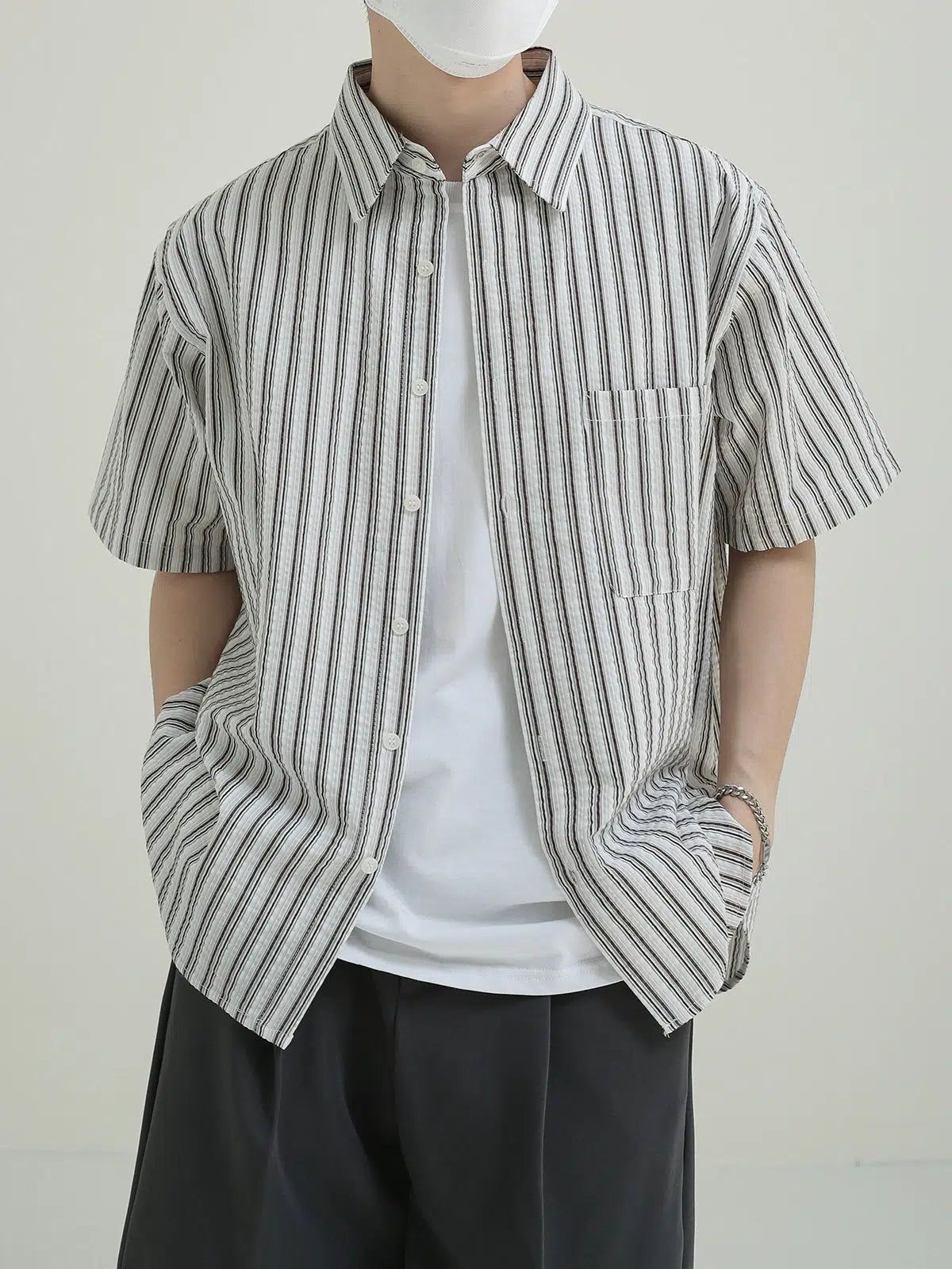 Zhou Boyish Stripes Shirt-korean-fashion-Shirt-Zhou's Closet-OH Garments