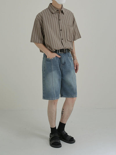 Zhou Breathable Plaid Short Sleeve Shirt-korean-fashion-Shirt-Zhou's Closet-OH Garments