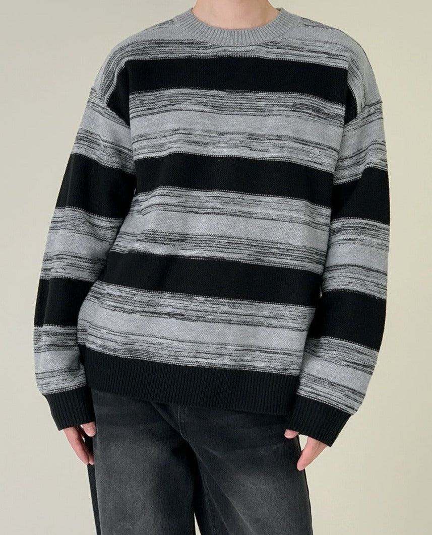 Zhou Brush Strokes Striped Sweater-korean-fashion-Sweater-Zhou's Closet-OH Garments