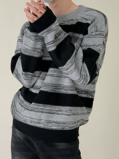 Zhou Brush Strokes Striped Sweater-korean-fashion-Sweater-Zhou's Closet-OH Garments