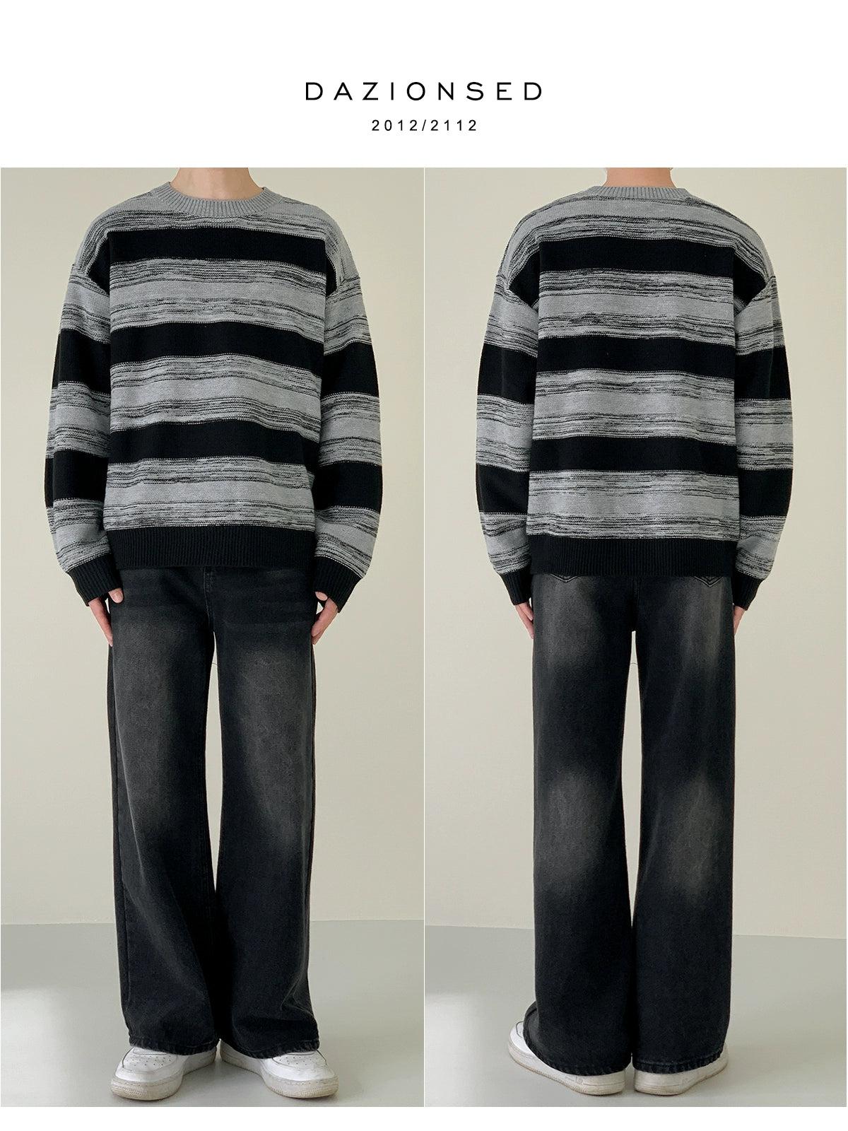 Zhou Brush Strokes Striped Sweater-korean-fashion-Sweater-Zhou's Closet-OH Garments