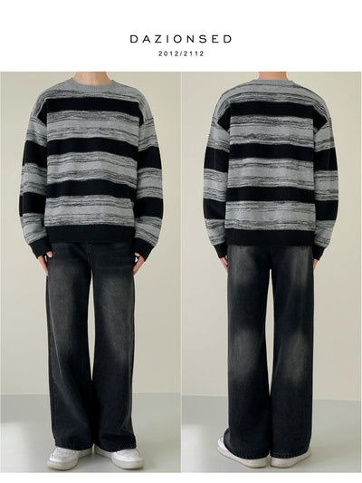 Zhou Brush Strokes Striped Sweater-korean-fashion-Sweater-Zhou's Closet-OH Garments