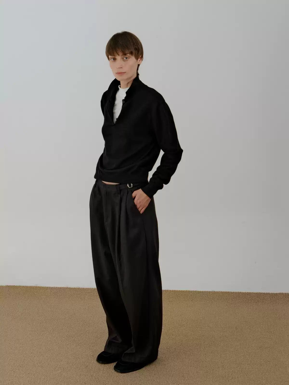 Zhou Buckled Strap Pleated Trousers-korean-fashion-Trousers-Zhou's Closet-OH Garments