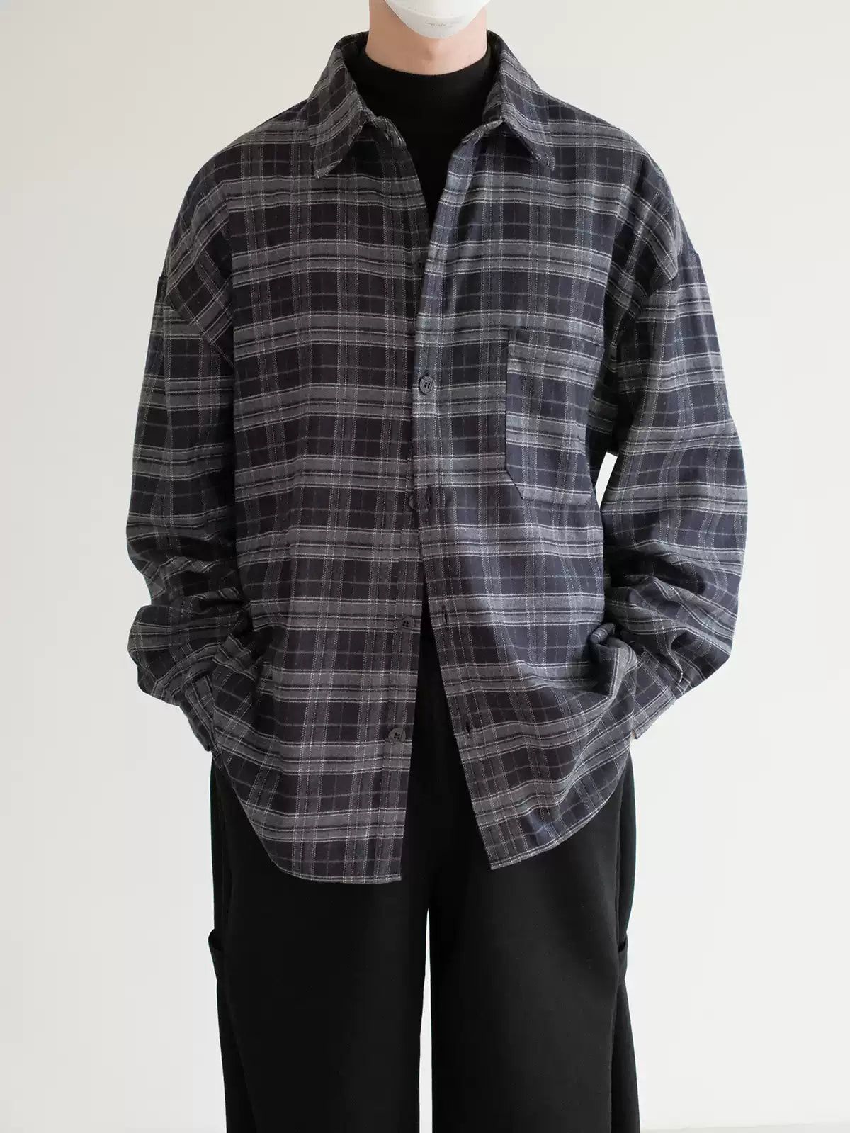 Zhou Button-Front Plaid Shirt-korean-fashion-Shirt-Zhou's Closet-OH Garments