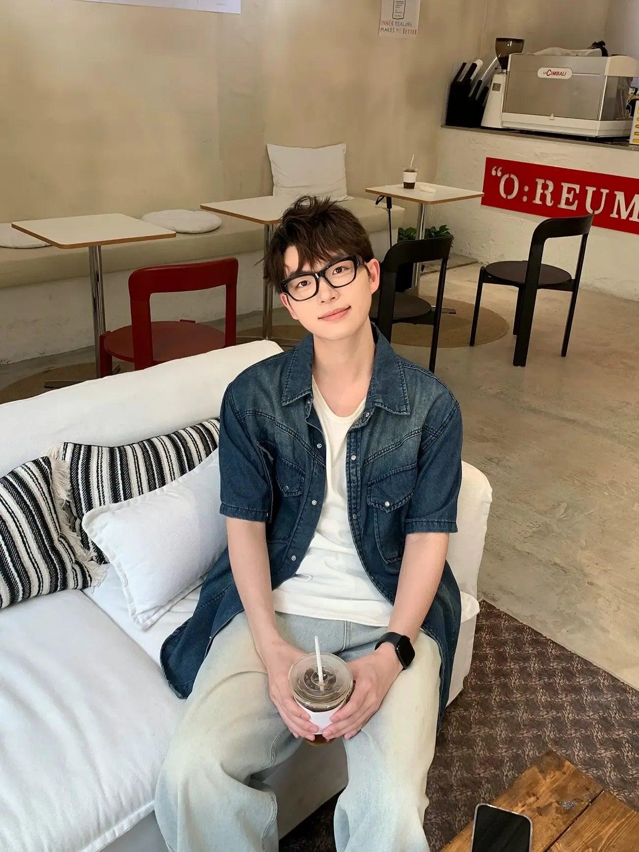 Zhou Buttoned Front Pockets Denim Shirt-korean-fashion-Shirt-Zhou's Closet-OH Garments
