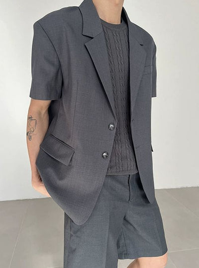 Zhou Buttoned Lapel Suit Blazer-korean-fashion-Blazer-Zhou's Closet-OH Garments