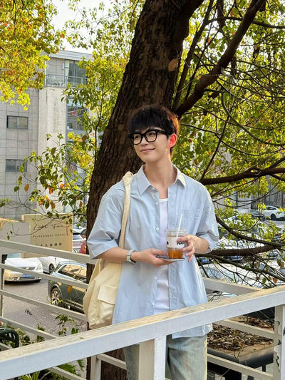 Zhou Buttoned Minimal Style Shirt-korean-fashion-Shirt-Zhou's Closet-OH Garments