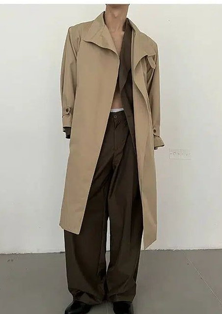 Zhou Buttoned Neck Detail Overcoat-korean-fashion-Long Coat-Zhou's Closet-OH Garments