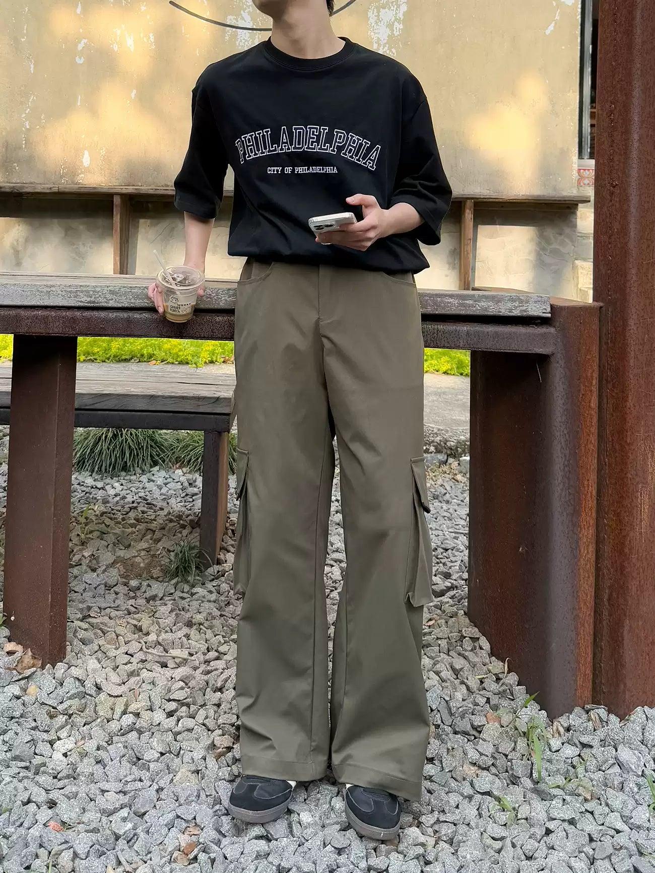 Zhou Buttoned Pockets Cargo Pants-korean-fashion-Pants-Zhou's Closet-OH Garments
