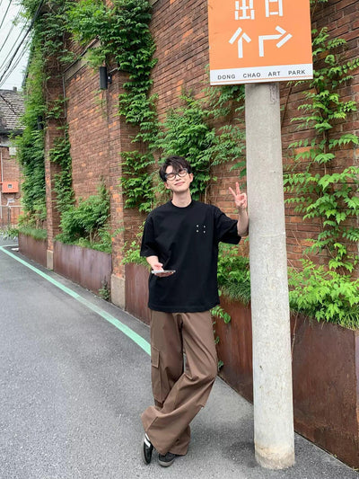 Zhou Buttoned Pockets Cargo Pants-korean-fashion-Pants-Zhou's Closet-OH Garments