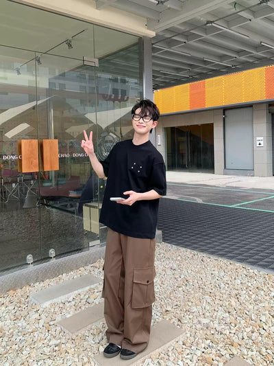 Zhou Buttoned Pockets Cargo Pants-korean-fashion-Pants-Zhou's Closet-OH Garments