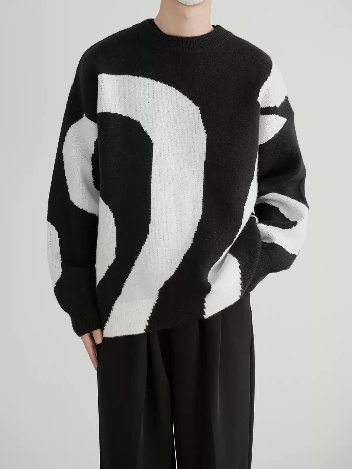 Zhou B&W Contrast Sweater-korean-fashion-Sweater-Zhou's Closet-OH Garments