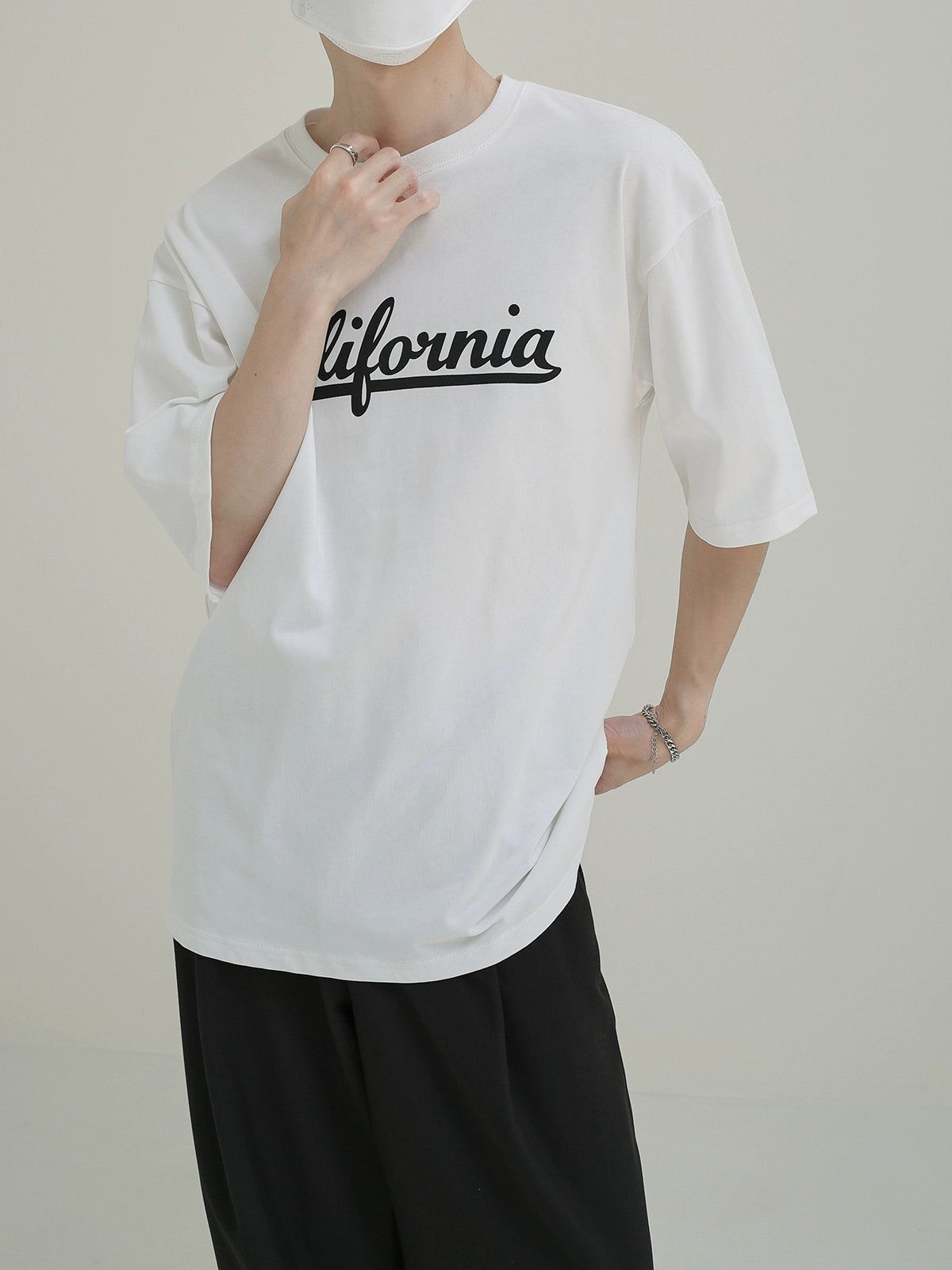 Zhou California Text Print T-Shirt-korean-fashion-T-Shirt-Zhou's Closet-OH Garments