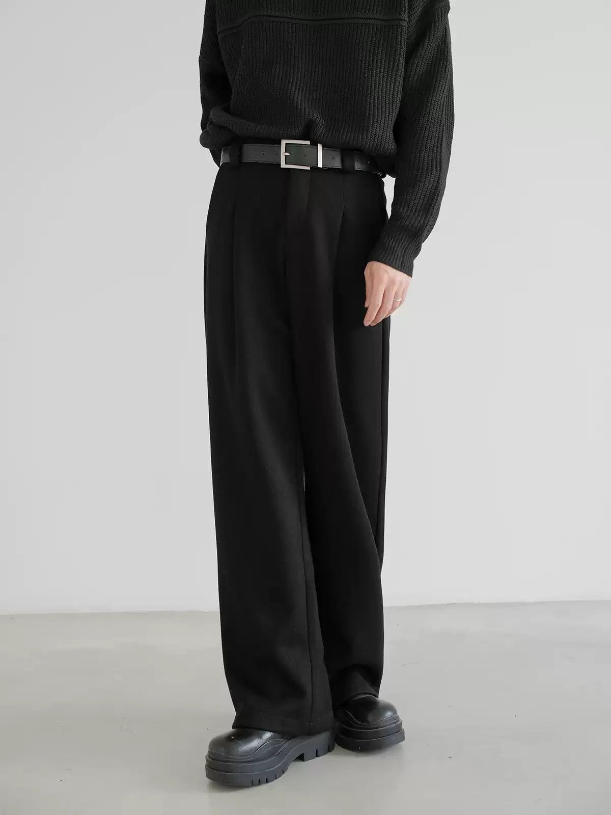 Zhou Casual Buttoned Pleats Trousers-korean-fashion-Trousers-Zhou's Closet-OH Garments