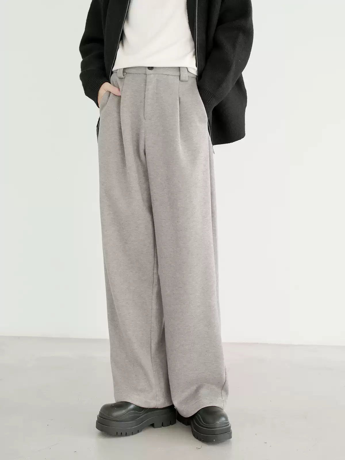 Zhou Casual Buttoned Pleats Trousers-korean-fashion-Trousers-Zhou's Closet-OH Garments