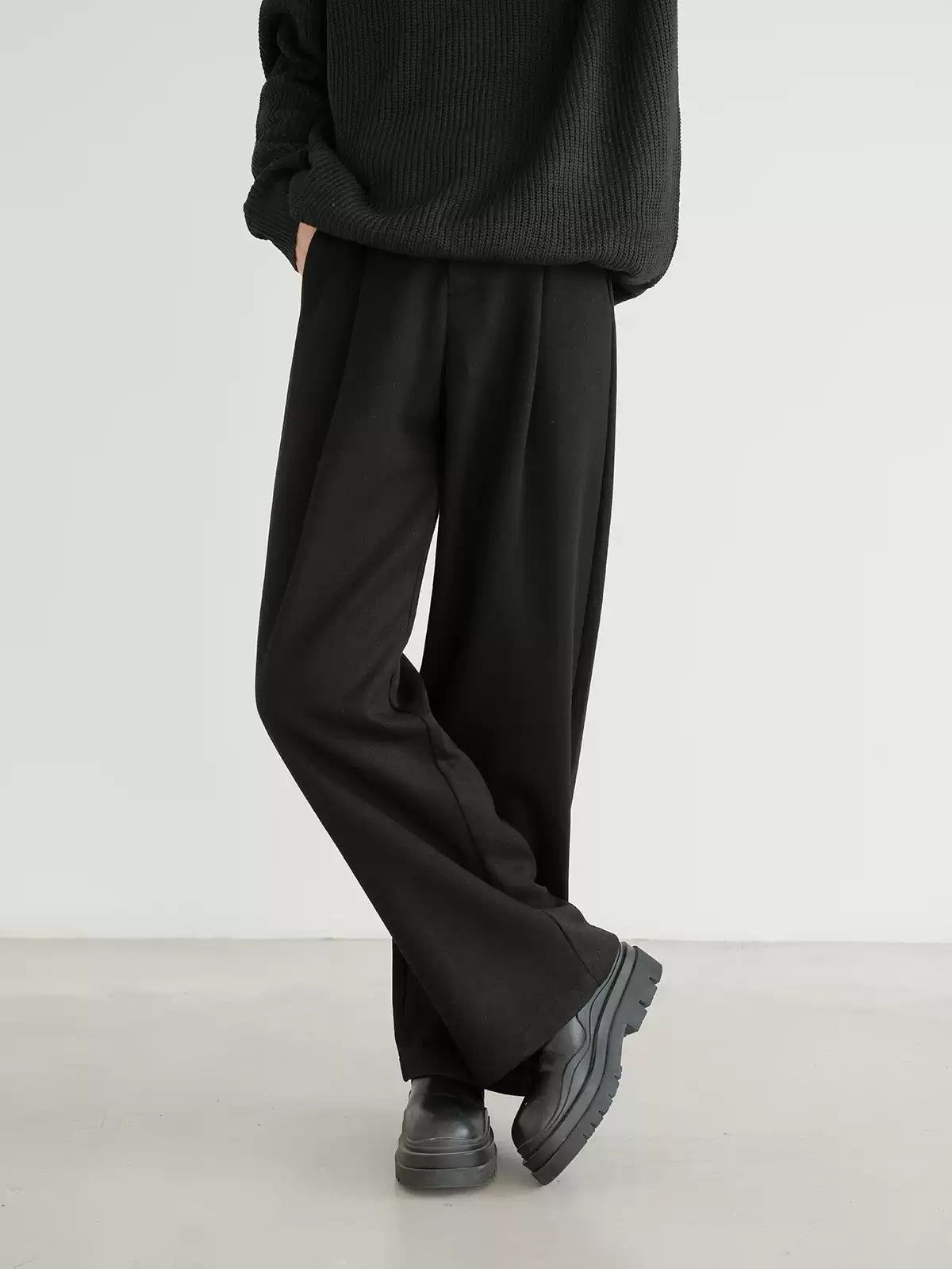 Zhou Casual Buttoned Pleats Trousers-korean-fashion-Trousers-Zhou's Closet-OH Garments