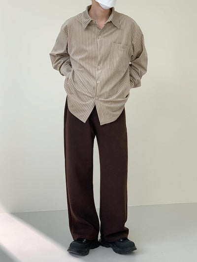 Zhou Casual Glossy Stripes Loose Shirt-korean-fashion-Shirt-Zhou's Closet-OH Garments