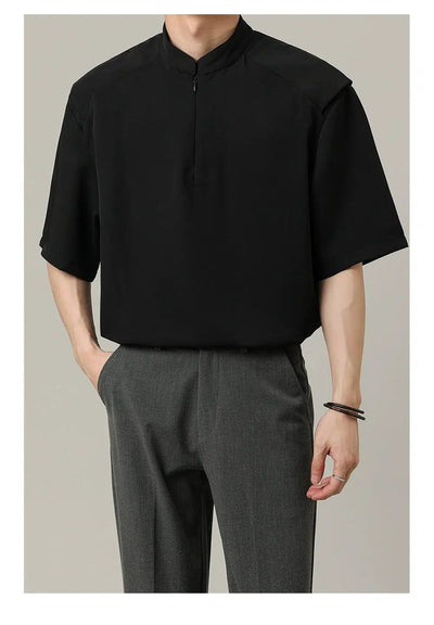 Zhou Casual Plain Half-Zip-korean-fashion-Half-Zip-Zhou's Closet-OH Garments