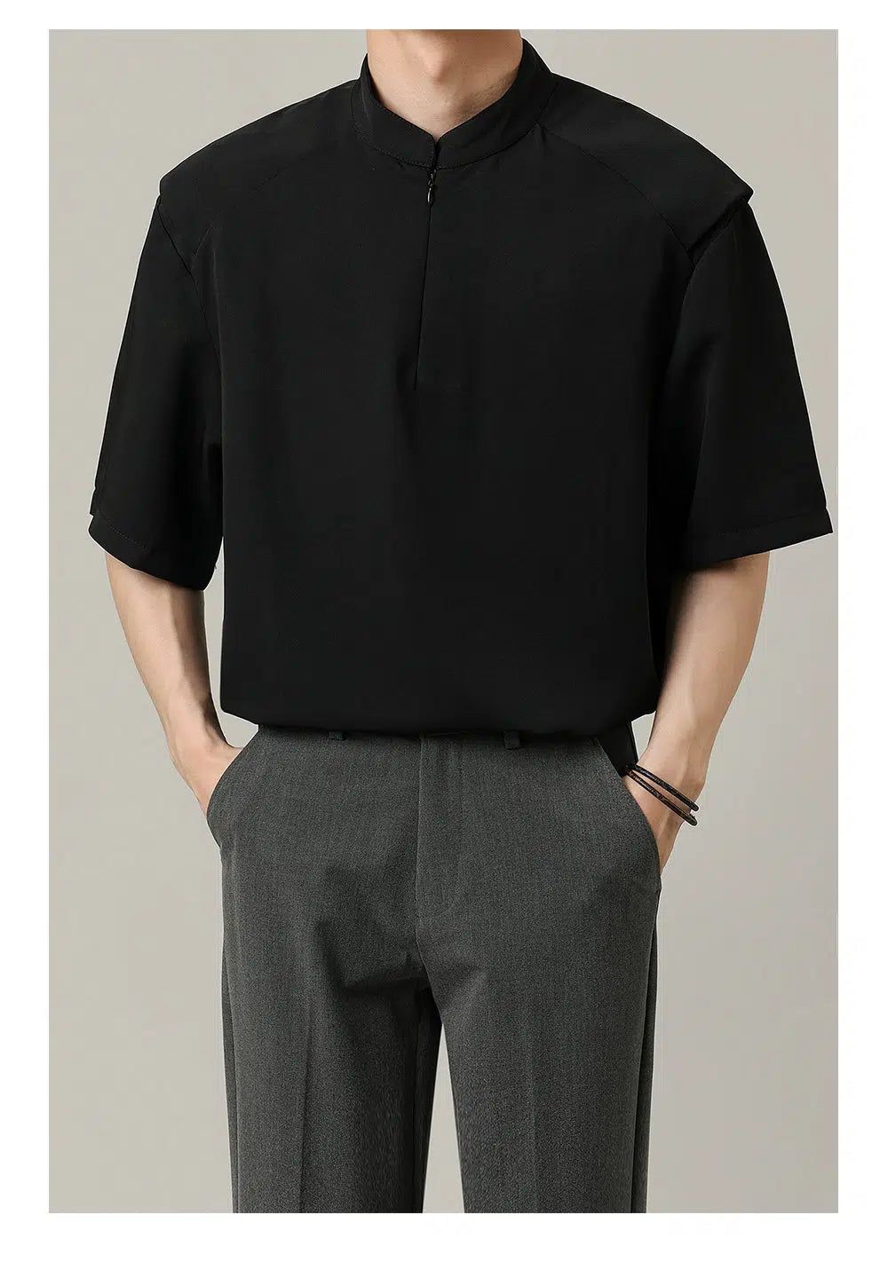 Zhou Casual Plain Half-Zip-korean-fashion-Half-Zip-Zhou's Closet-OH Garments