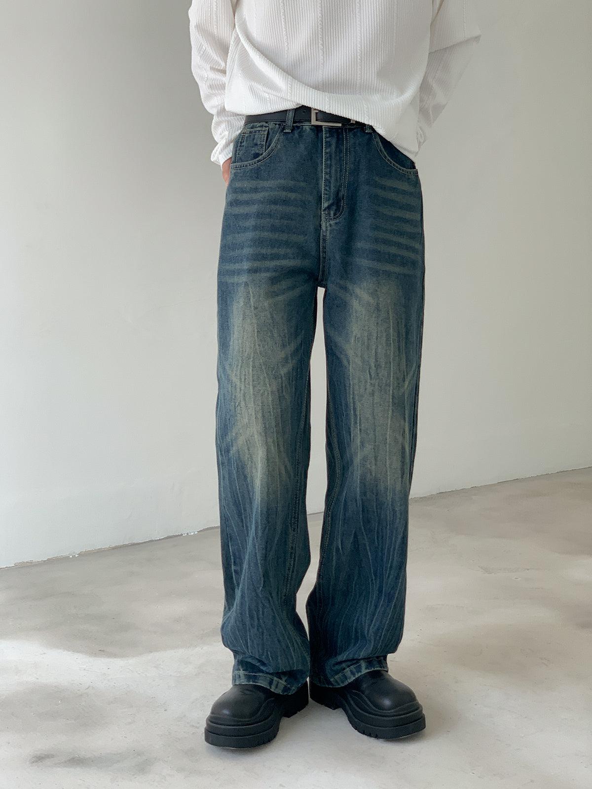 Zhou Casual Whiskered Pattern Jeans-korean-fashion-Jeans-Zhou's Closet-OH Garments