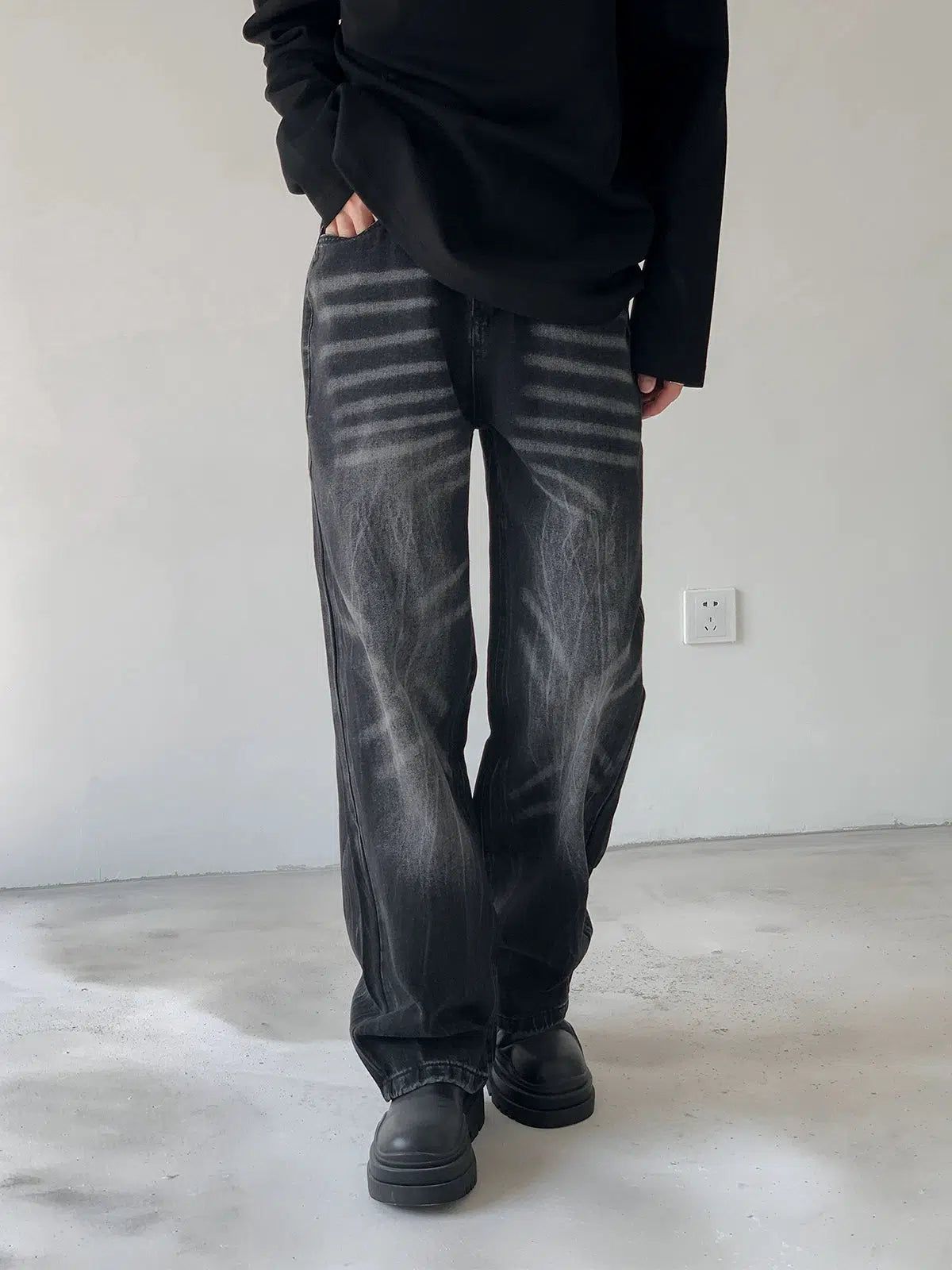 Zhou Casual Whiskered Pattern Jeans-korean-fashion-Jeans-Zhou's Closet-OH Garments