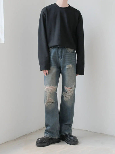 Zhou Cat Whiskers Ripped Fit Jeans-korean-fashion-Jeans-Zhou's Closet-OH Garments