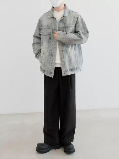 Zhou Charcoal Washed Denim Jacket-korean-fashion-Jacket-Zhou's Closet-OH Garments