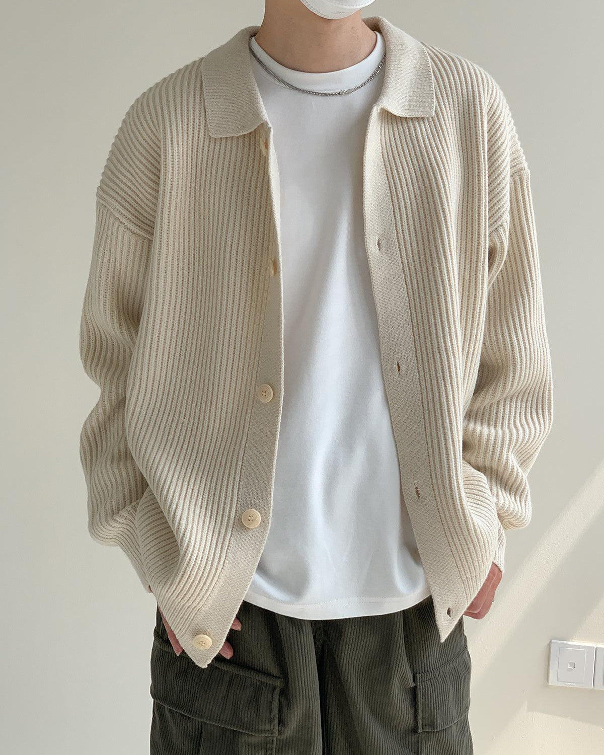 Zhou Classic Collared Knit Jacket-korean-fashion-Jacket-Zhou's Closet-OH Garments
