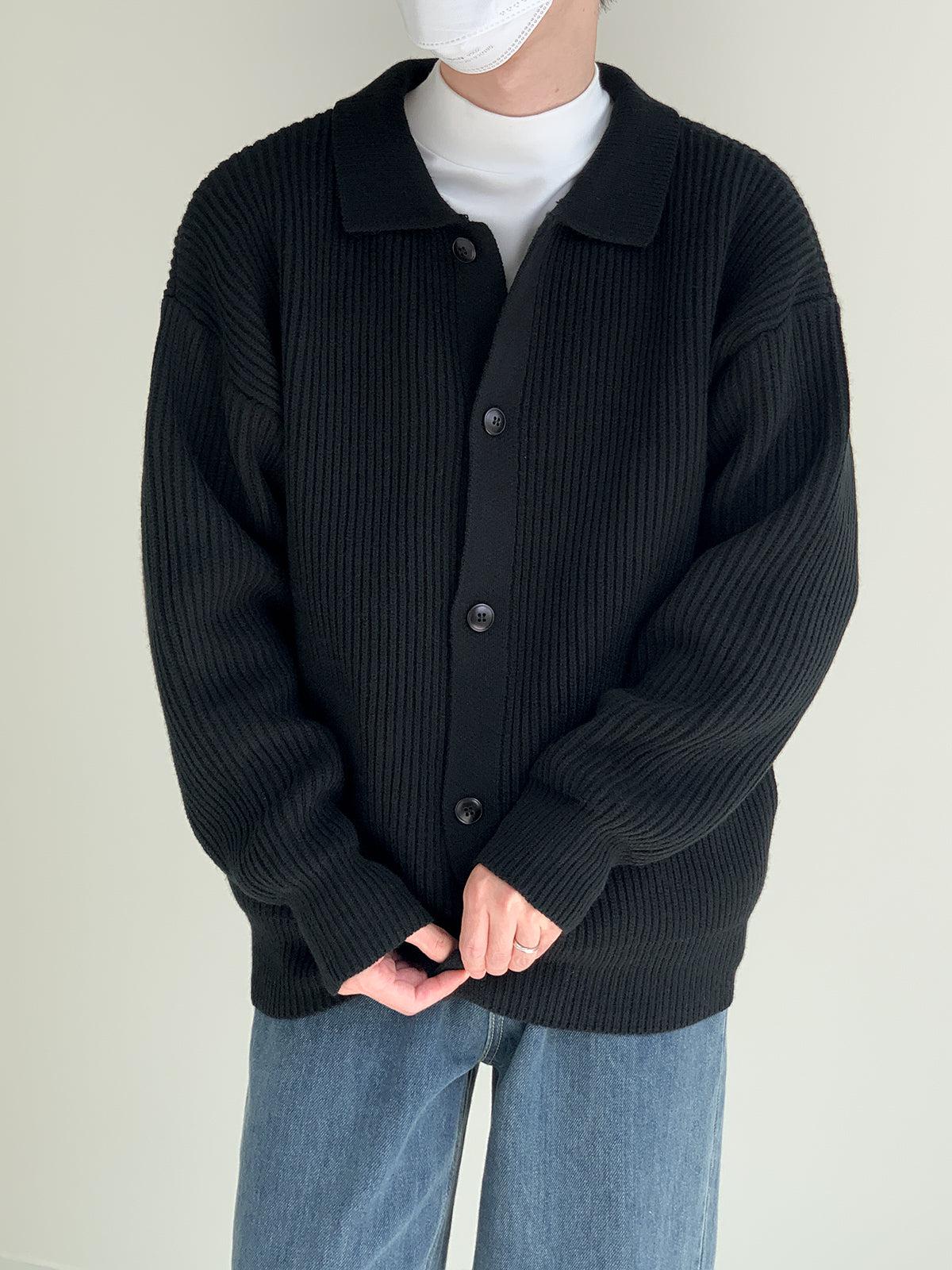 Zhou Classic Collared Knit Jacket-korean-fashion-Jacket-Zhou's Closet-OH Garments