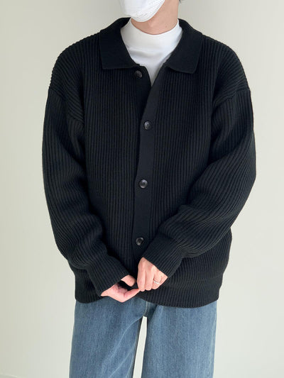 Zhou Classic Collared Knit Jacket-korean-fashion-Jacket-Zhou's Closet-OH Garments