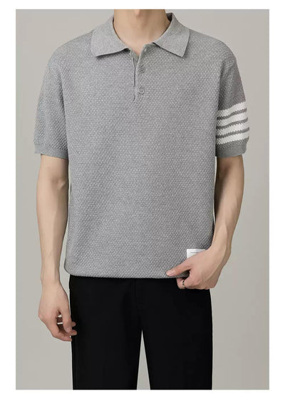 Zhou Clean Fit Contrast Knitted Polo-korean-fashion-Polo-Zhou's Closet-OH Garments