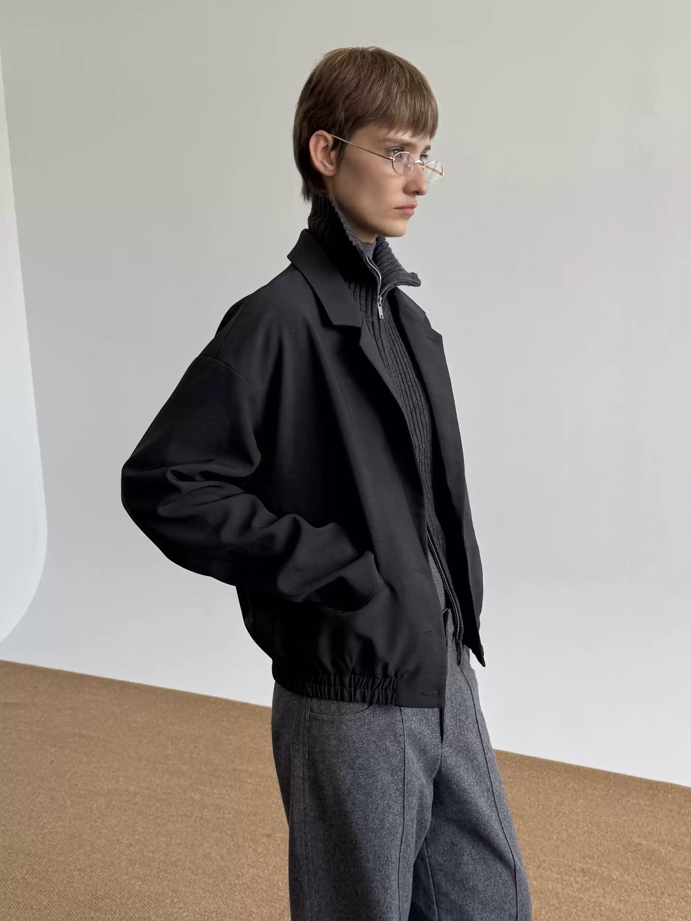 Zhou Clean Fit Ruched Hem Blazer-korean-fashion-Blazer-Zhou's Closet-OH Garments