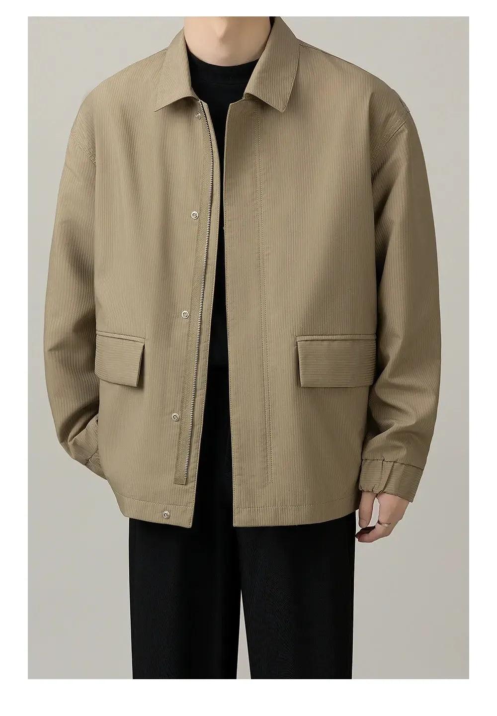 Zhou Clean Fit Striped Jacket-korean-fashion-Jacket-Zhou's Closet-OH Garments