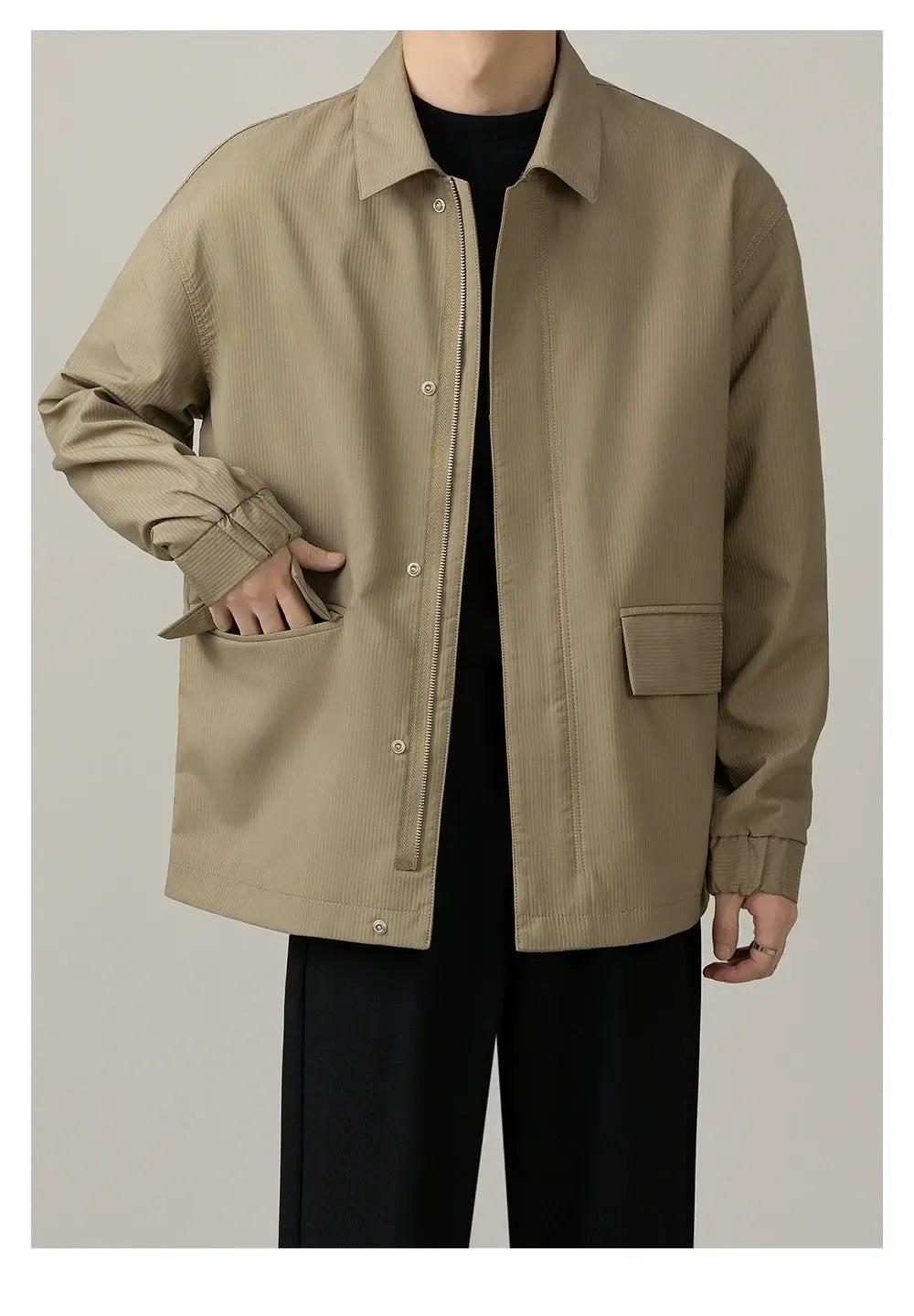 Zhou Clean Fit Striped Jacket-korean-fashion-Jacket-Zhou's Closet-OH Garments