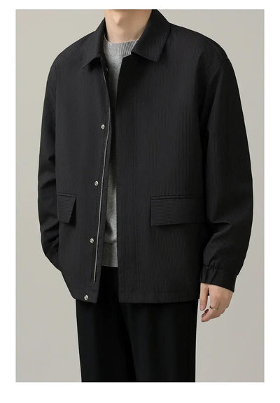 Zhou Clean Fit Striped Jacket-korean-fashion-Jacket-Zhou's Closet-OH Garments