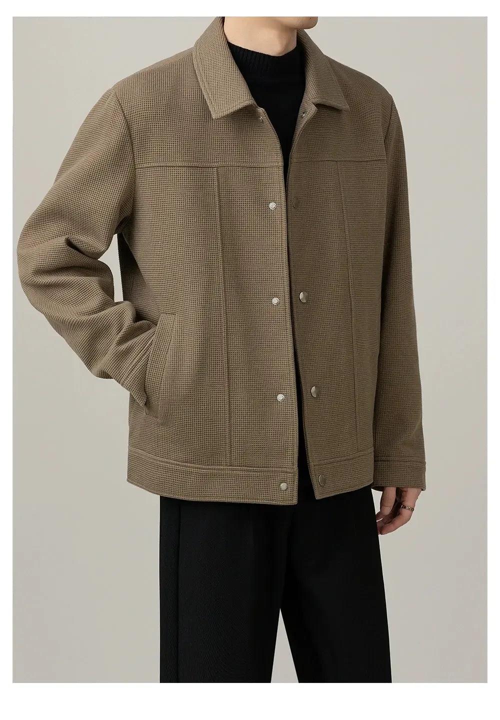 Zhou Clean Fit Waffle Textured Jacket-korean-fashion-Jacket-Zhou's Closet-OH Garments