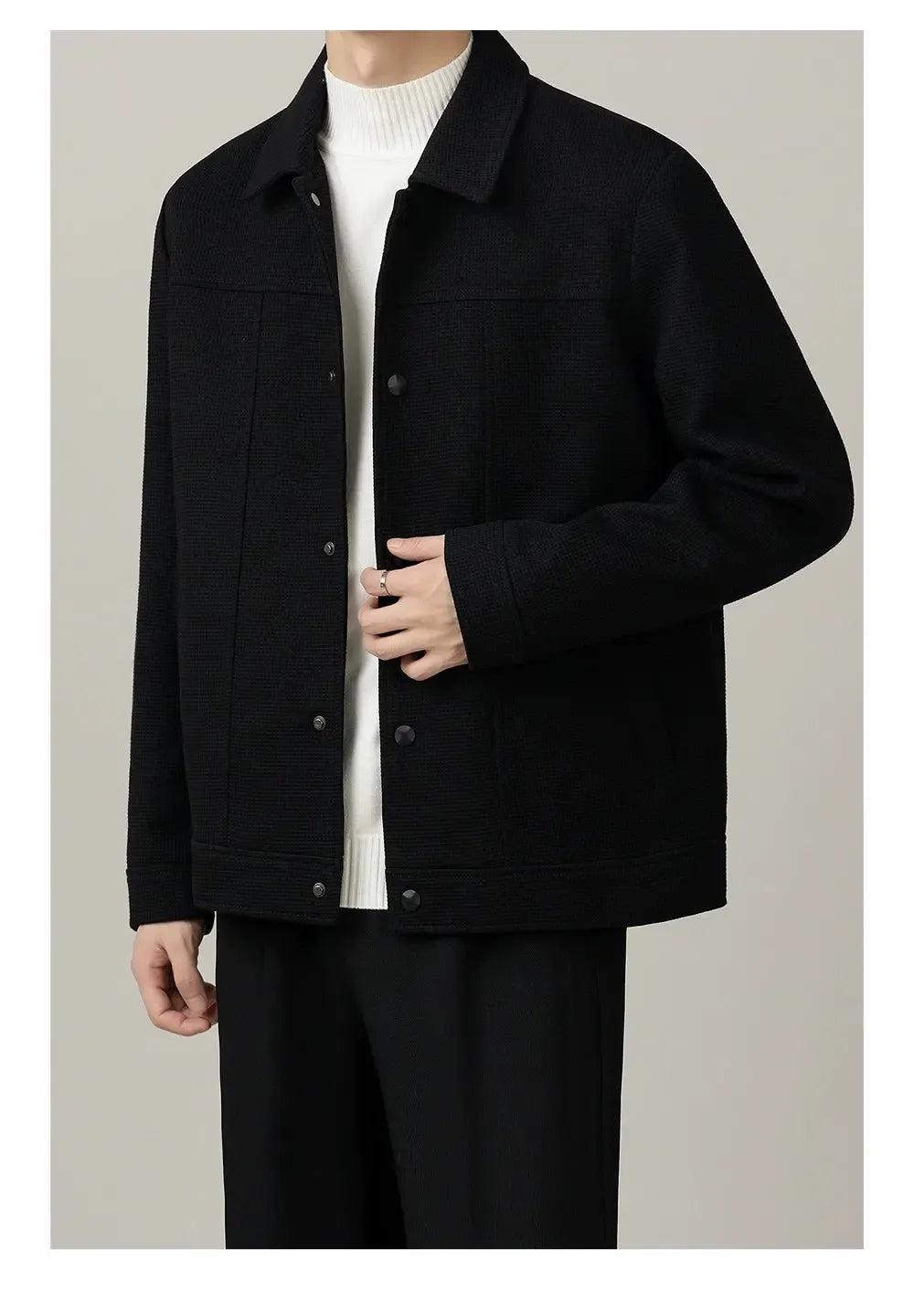 Zhou Clean Fit Waffle Textured Jacket-korean-fashion-Jacket-Zhou's Closet-OH Garments