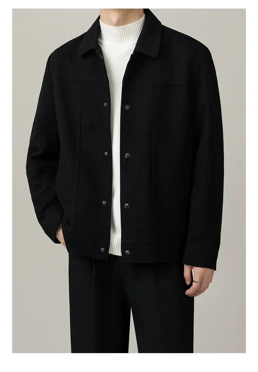 Zhou Clean Fit Waffle Textured Jacket-korean-fashion-Jacket-Zhou's Closet-OH Garments